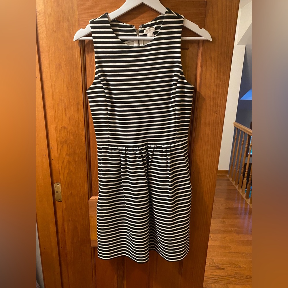 J Crew Black and White Striped Dress